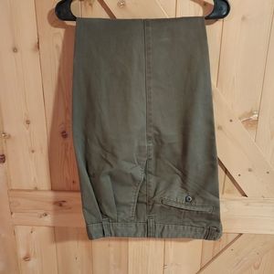 St John's Bay Worry Free Pleated and Cuffed Dress Pants Deep Olive 36x30.